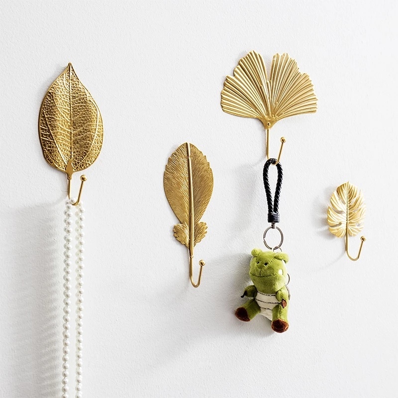 [1Pc Home Creative Leaf Shape Mini Storage Hooks] [Multifunction Bathroom Kitchen Self Adhesive Nail-Free Door Hanger Hook]