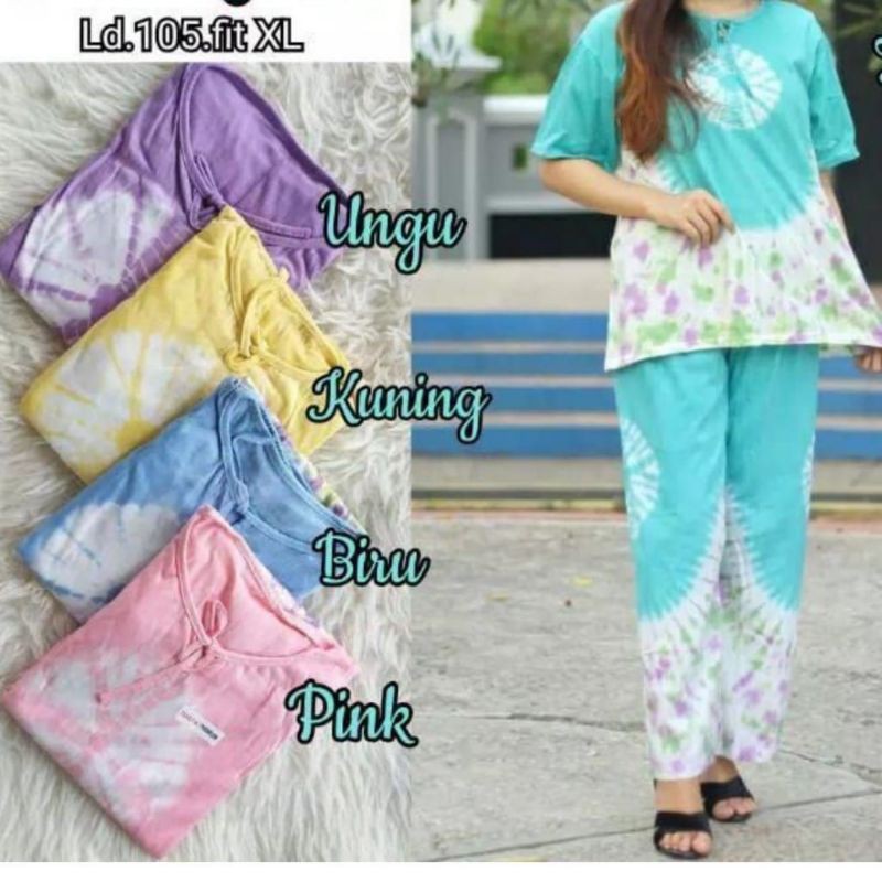 SET PIYAMA CP / BABY DOLL TIE DYE KAOS
