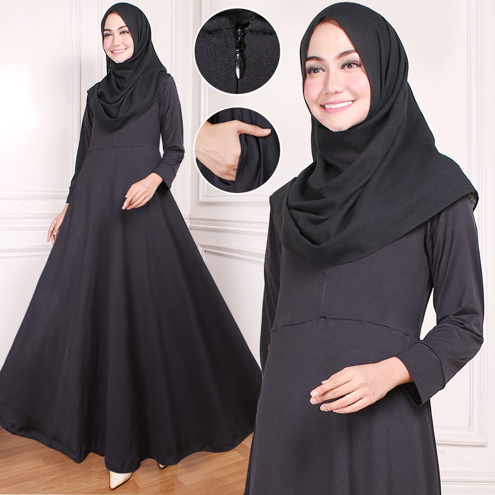 Jual Sale Gamis Jersey Polos Hitam Gamis Hijab Baju Muslim Polos Fit Xl Shopee Indonesia 