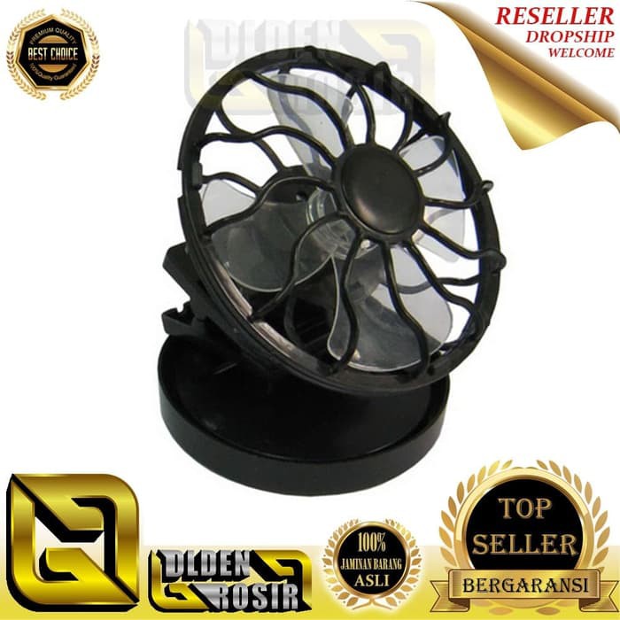 Kipas Angin Mini Tenaga Solar Surya Matahari Portable Jepit Hitam