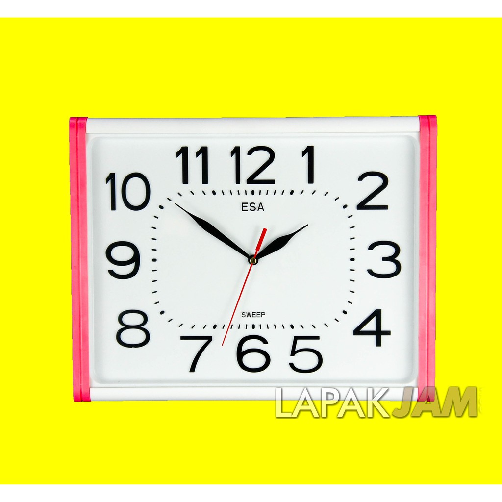 Jam Dinding Dekorasi Rumah Polos Minimalis Warna Pink Hijau Wall Clock ESA 416