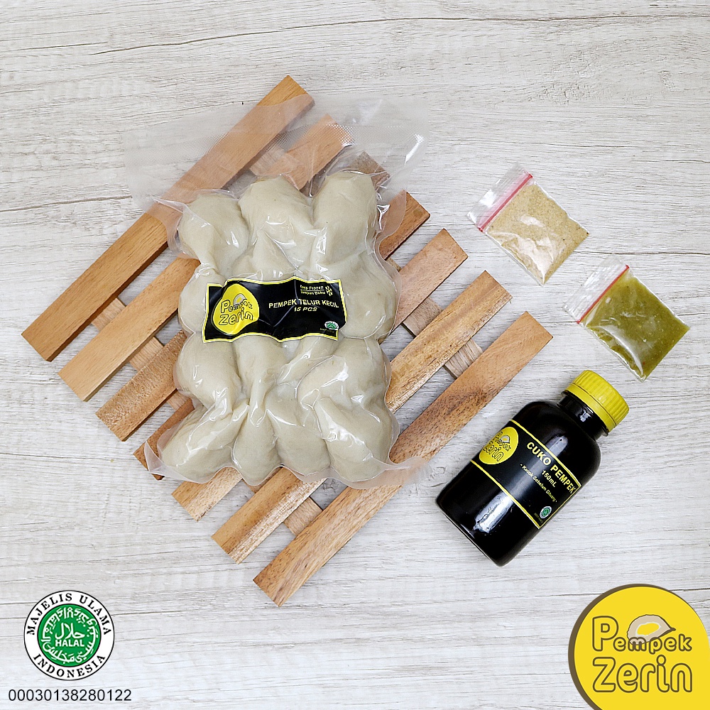 

Pempek Zerin - Telur Kecil 15 Pcs + Cuko 150mL, Khas Palembang, 100% Ikan Tenggiri, Vakum Frozen