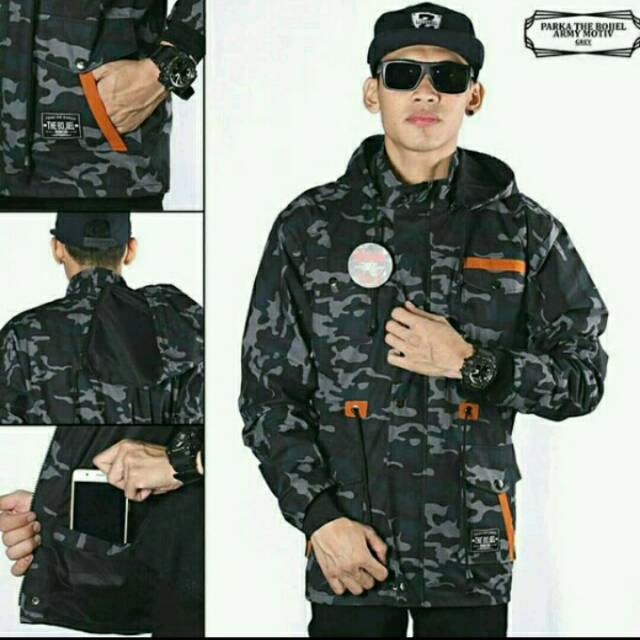 Jaket pria distro parka loreng army original