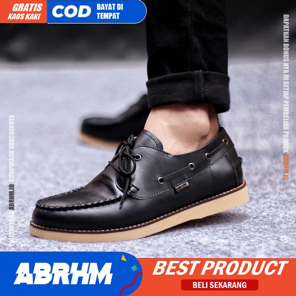 ABRHM x DAVIS Sepatu  Kasual Pria Sepatu Pria Casual Kulit Asli Kerja Cowo/Cowok Ori Santai Sepatu Semi Formal Kuliah Kondangan Gaya keren Kekinian Murah Terlaris