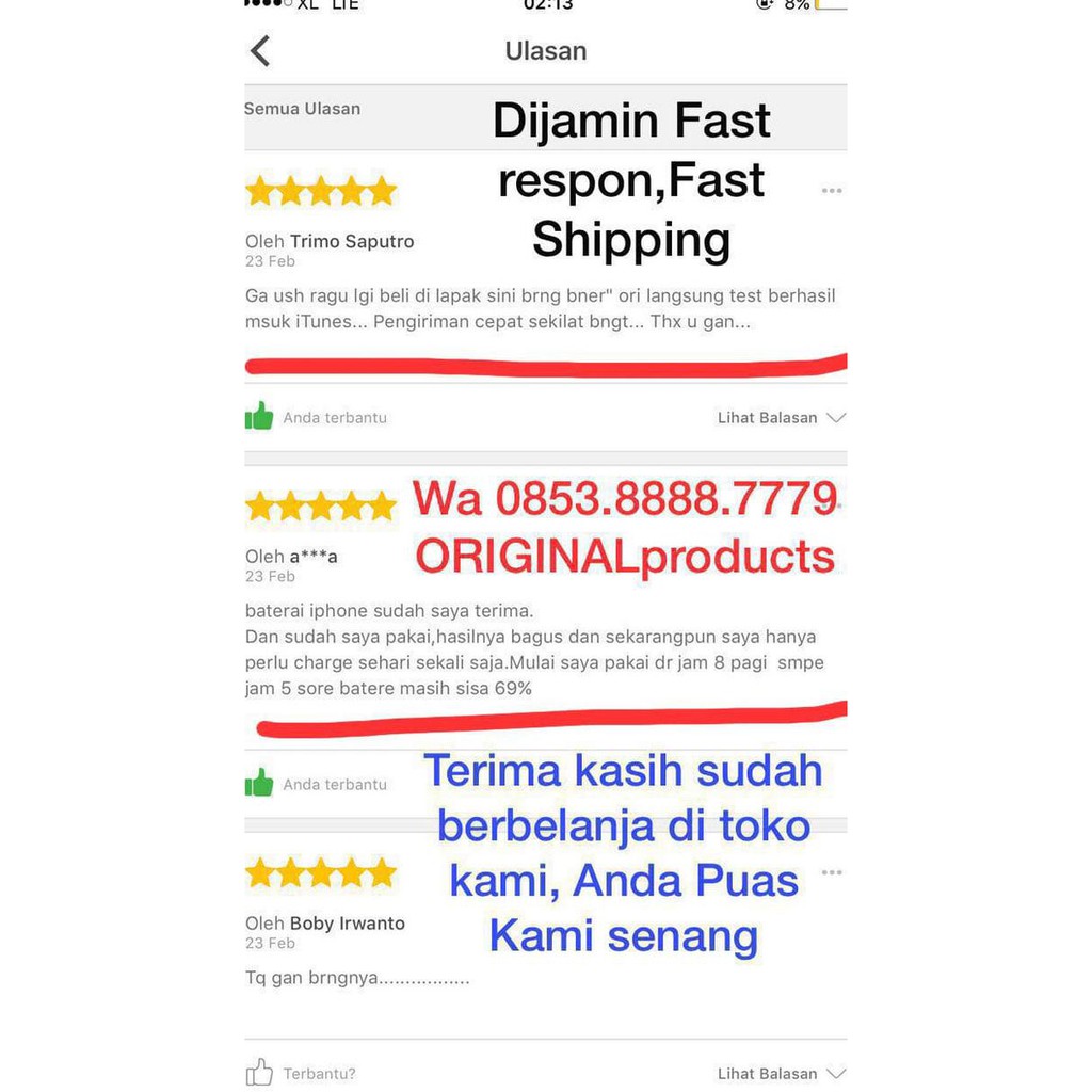 ISALEl ORIGINAL baterai batery batere battery iphone 4 4s iphone 5 5s 6 6+