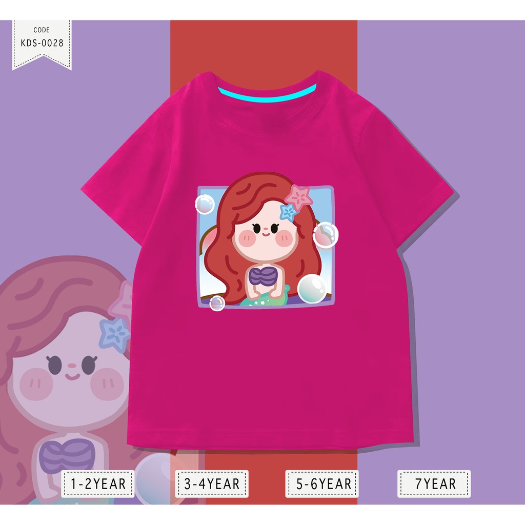 Baju Anak-Anak / Kaos Distro DTF Anak Perempuan Ariel / Unisex / Motif Princess / TERMURAH