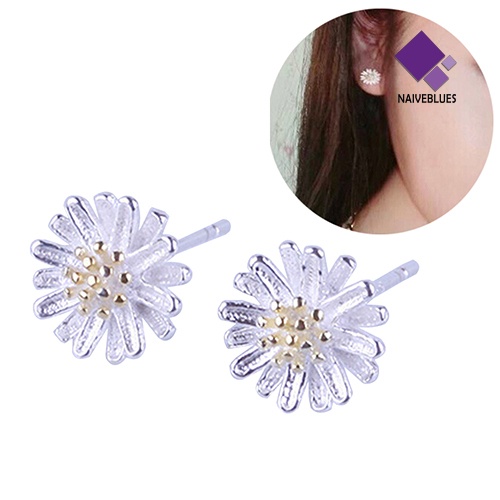 Anting Stud 925 Sterling Bentuk Bunga Matahari Daisy Untuk Wanita