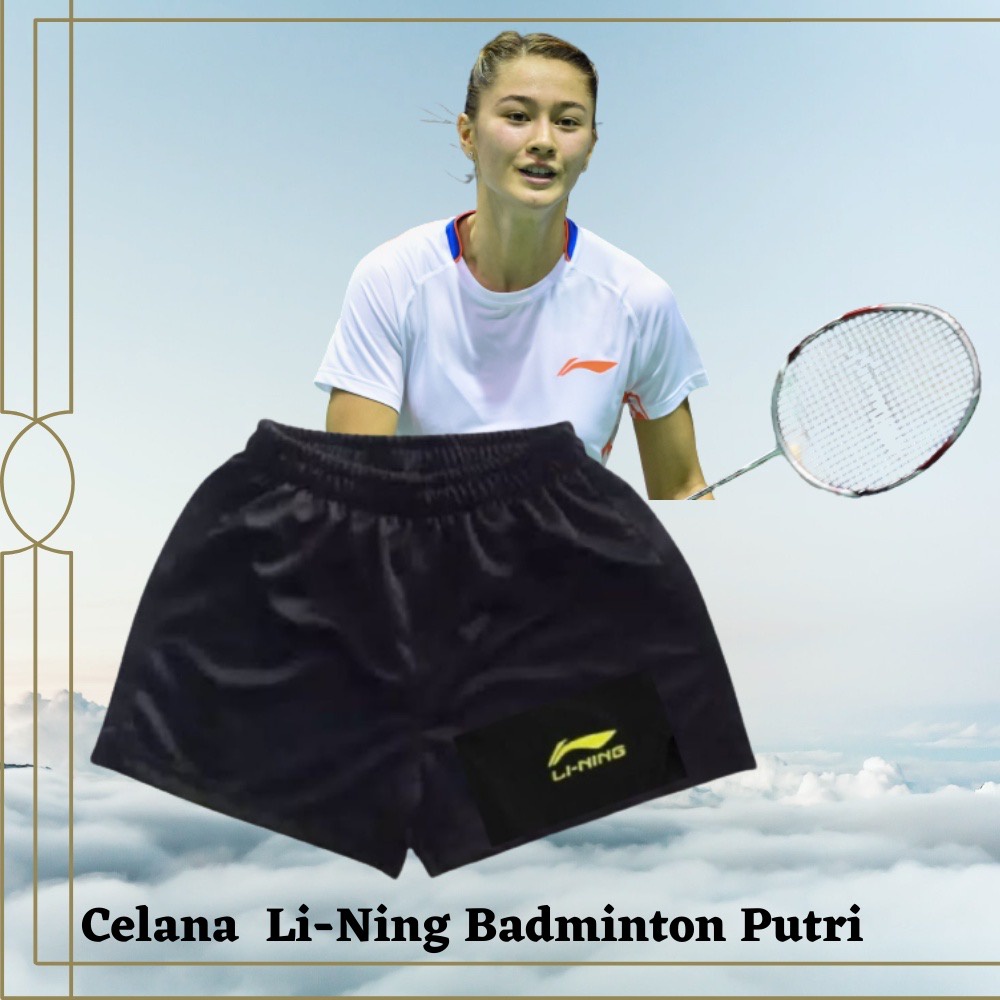 Celana Volly Badminton Cewek Asics,Li-Ning Polos Belah Pinggir Press Body Lotto Import