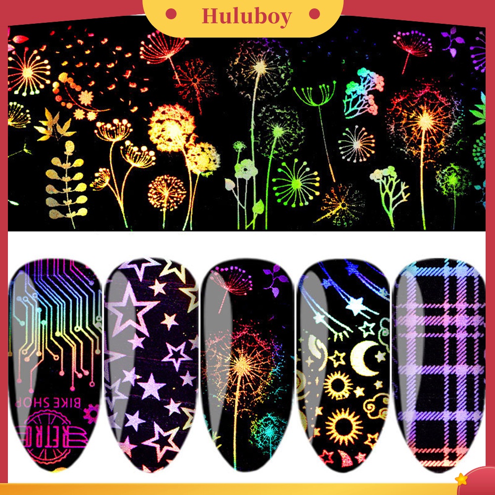 Huluboy Huluboy♡ Stiker Nail Art Desain Starry Sky Flame Untuk Dekorasi Manicure