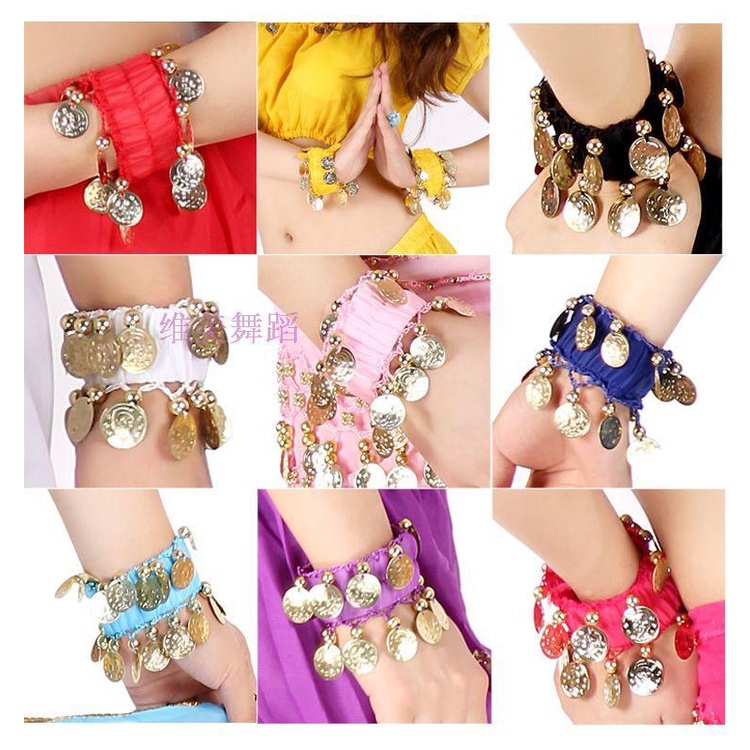 GELANG KARET &amp; KERUDUNG KOIN COIN BRACELET AKSESORIS TARI INDIA BELLY DANCE TAMBORIN KRINCINGAN HIASAN TANGAN KEPALA HEADRESS