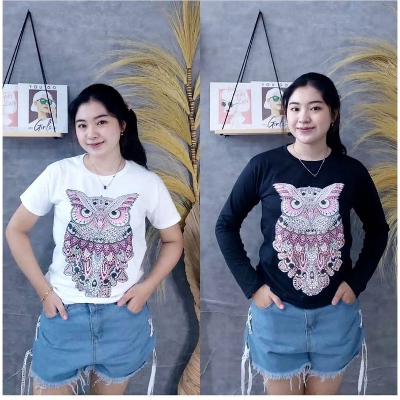 BURUNG HANTU OWL BAJU KAOS LENGAN TANGAN PANJANG KATUN ADEM MURAH JUMBO OVERSIZE ALLSIZE PANJANG ATA