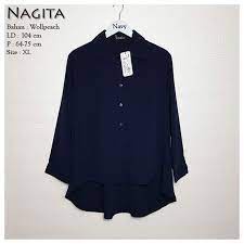 NAGITA Blouse kemeja/ S/M/L/XXL/XXXL/ BAJU ATASAN FASHION MUSLIM WANITA LENGAN PANJANG MURAH KEKINIAN TERBARU