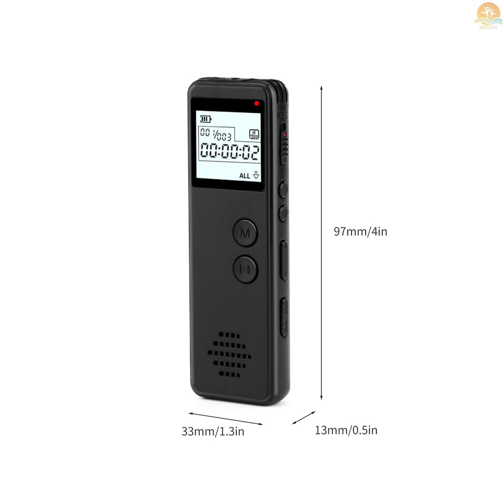 (MMOI) Alat Perekam Suara Digital HD MP3 Player 32GB 10h Dengan Fitur Noise Reduction