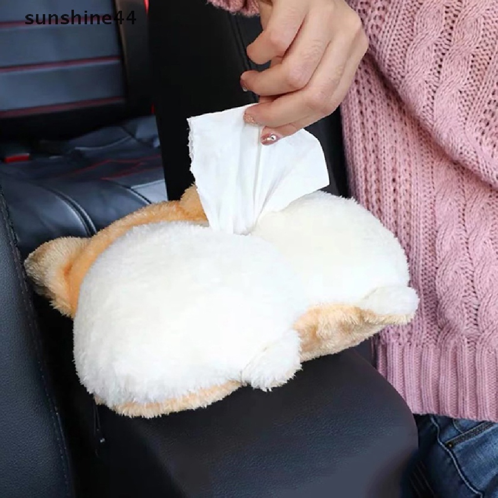 Sunshine Kotak Tisu Bentuk Pantat Anjing Corgi Lucu Untuk Kursi Mobil