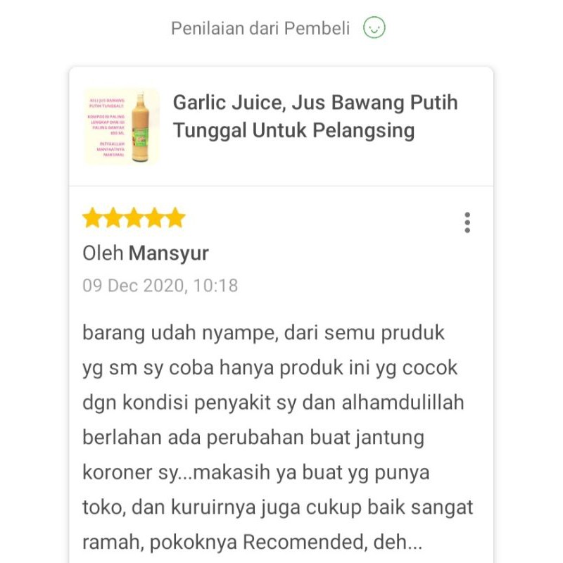 Jus Bawang Putih Tunggal, Lemon, Jahe Merah, Madu, Cuka Apel - Obat Herbal Jantung Asam Urat Kolesterol Darah Tinggi Detox Diet Ambeien Wasir Amandel 460ml