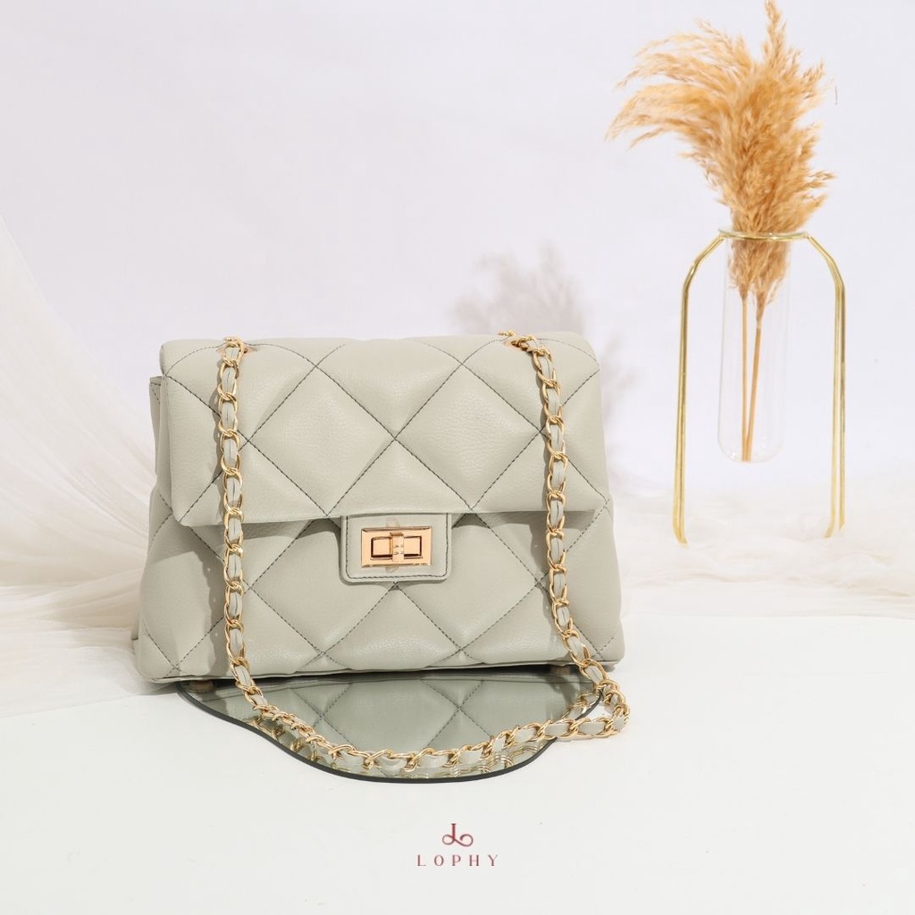 Lophy Bag Tas Wanita Shoulder Bag Tas Selempang Wanita Elora Bag in Light Grey