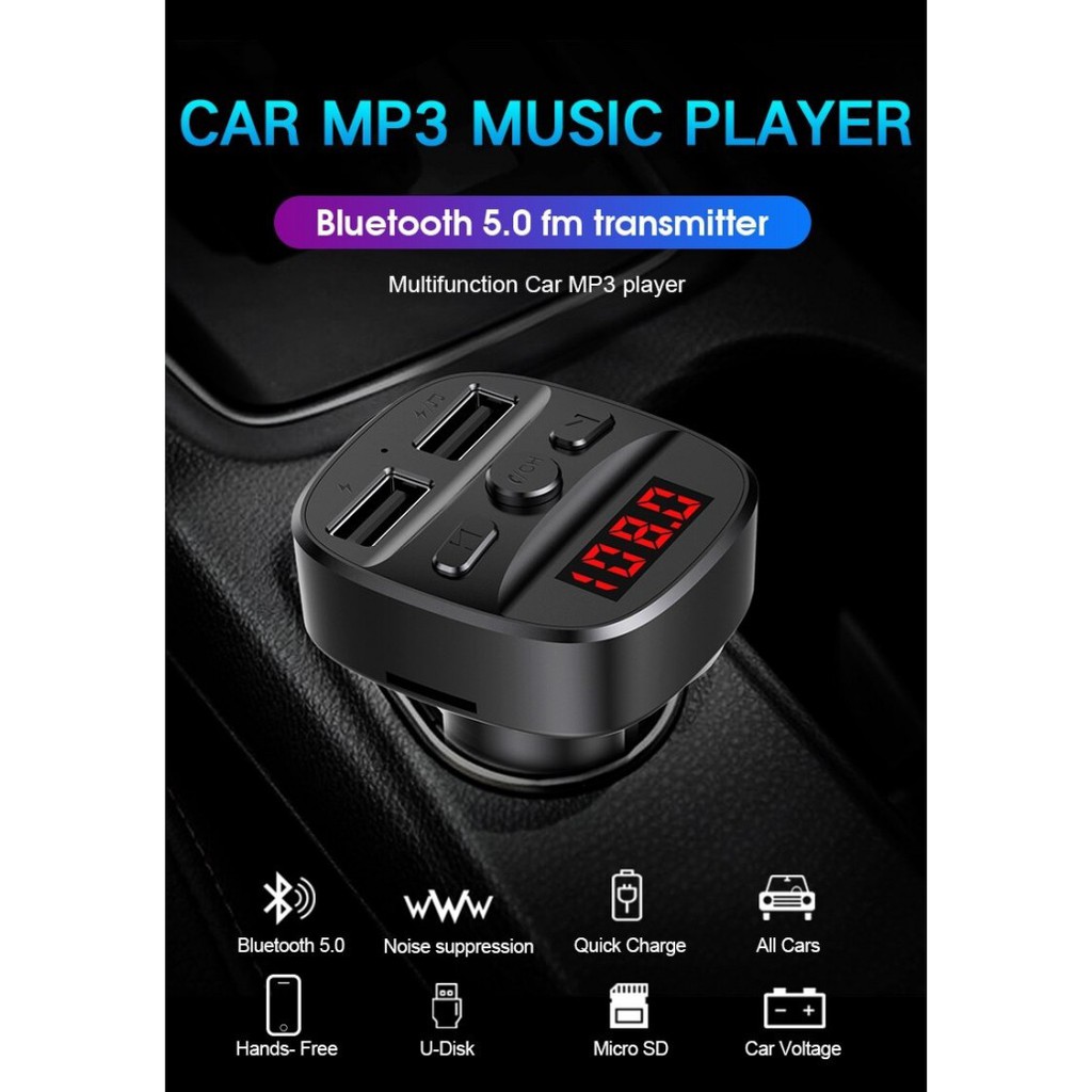 T60 - Bluetooth Handsfree MP3 FM Transmitter Dual USB Port Car Charger