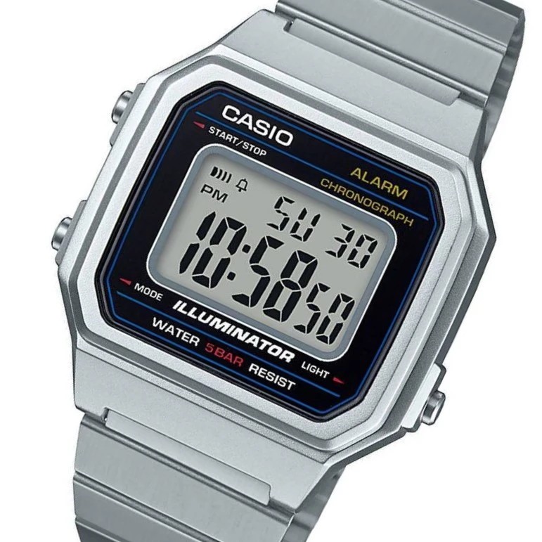 Casio Original B650WD-1A / B-650WD-1A Jam Tangan Unisex Stainless Silver Rantai