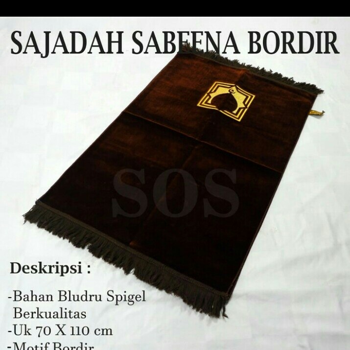 sajadah turky sabena polos bordir bahan bludru