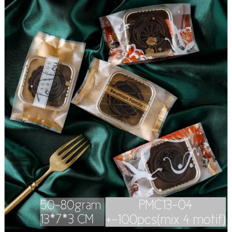 PLASTIK MOONCAKE 50-80 GRAM 100pcs PLASTIK SEALER KUE BULAN MOTIF CUTE  TERBARU