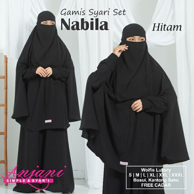 Gamis Polos Nabila Set Syari Gamis Syari Set Khimar Plus Cadar Matt Wolfis Ori