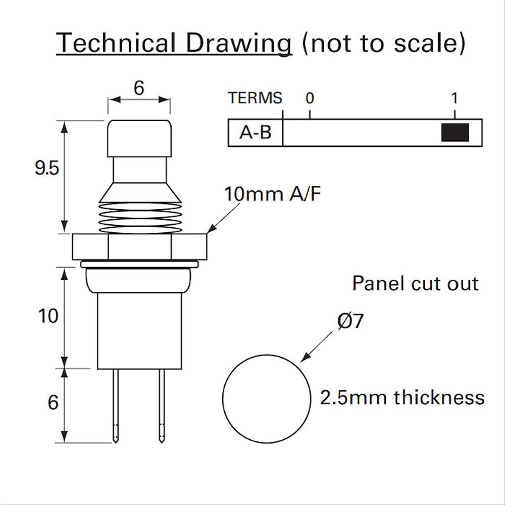 Saklar Tekan Push On Single Pole Miniature Switch 0.5A At 30V DC Untuk Bel