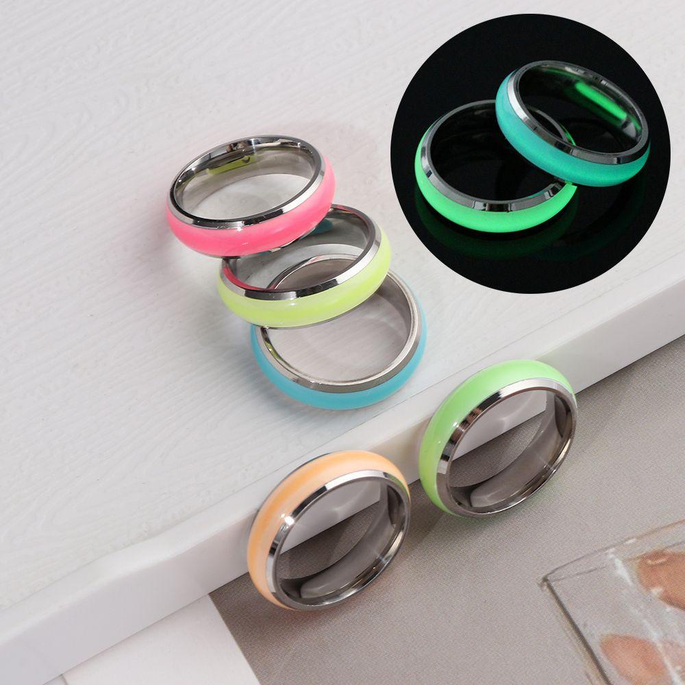 SUYO Cincin Luminous Populer Pria Wanita Korea Akrilik Ring Novelty Menyala Dalam Gelap