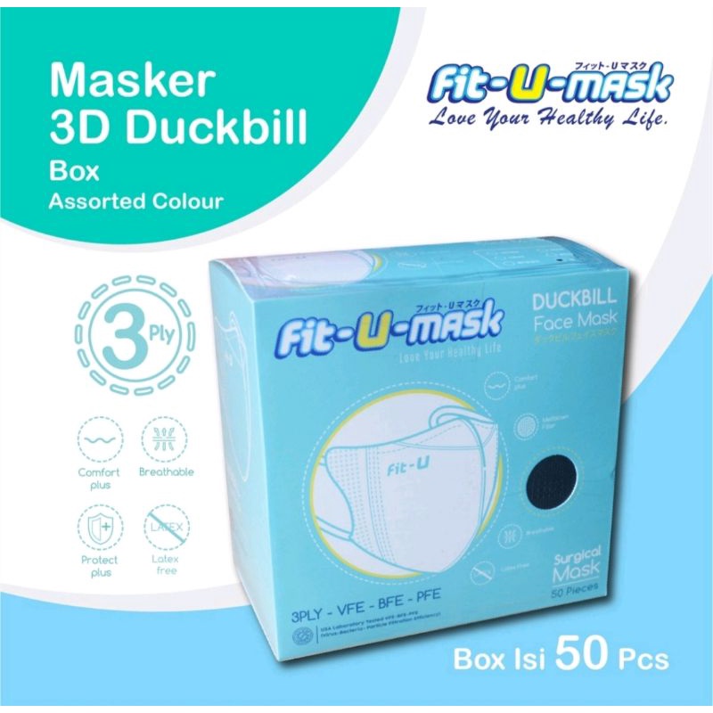 ￼￼MASKER FIT U MASK DUCKBILL 3PLY MEDIS SURGICAL MASK BFE99% ISI 50