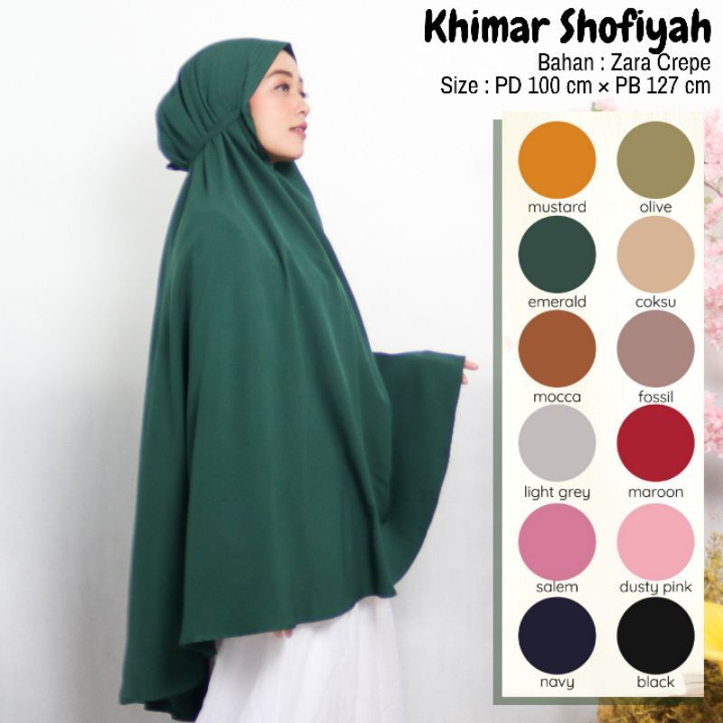 TERMURAH!!(BISA COD)HIJAB/JILBAB DEWASA_KHIMAR SHOFIYAH BAHAN ZARA CREPE_KHIMAR PED TALI_BEST SELLER