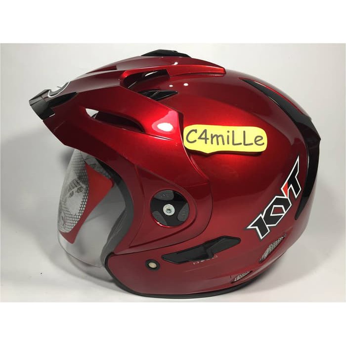 HELM KYT VENOM RR RED MAROON HALF FACE