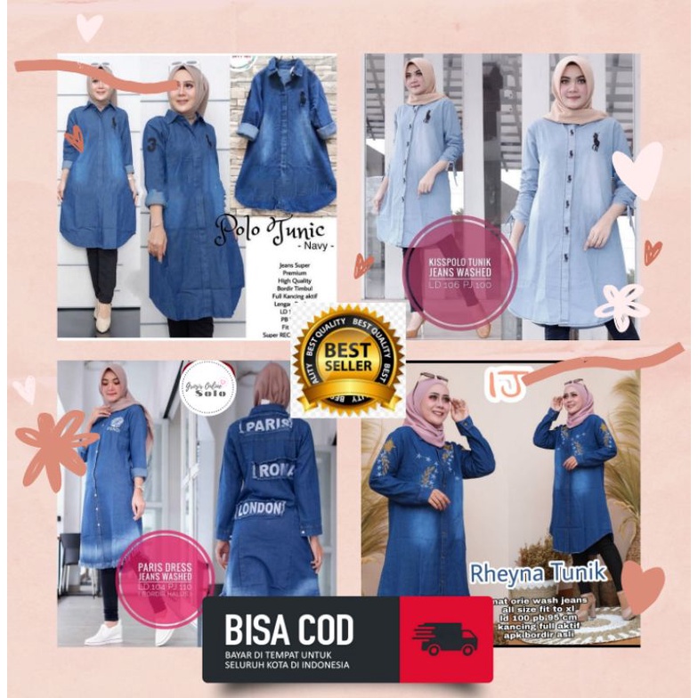 TUNIK JEANS WANITA TERBARU BUSUI FRIENDLY FIT BIG XL | TUNIK DENIM WANITA KEKINIAN