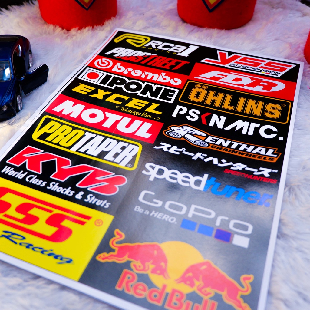 PAKET MURAH ISI 4 LEMBAR STIKER II,  Stiker Motor, Sticker Motor, Stiker Motor Keren, Stiker Racing Motor, Stiker Sponsor Racing