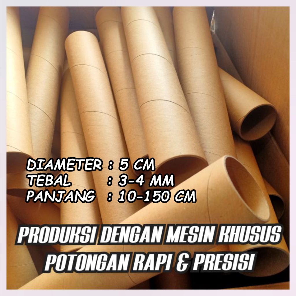 

5 X160CM SELONGSONG KERTAS - CONES - TABUNG KARDUS - PAPER TUBE PAPER CORE DIAMETER 5 CM