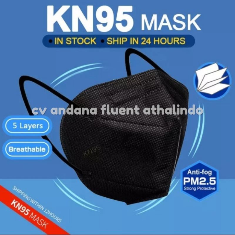 masker kn95 hitam 10pcs masker medis kn95 black ada kemasannya segel