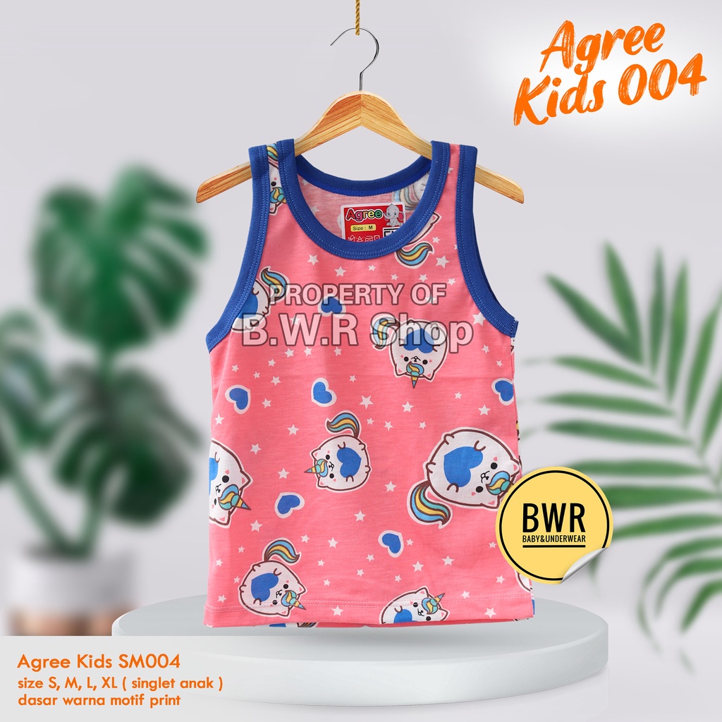 [ 3pc ] Singlet Agree Kids SM004 WARNA Cats / Kaos Dalam Anak Santai Harian Agree Sm 004 Motif Lucu | Bwr