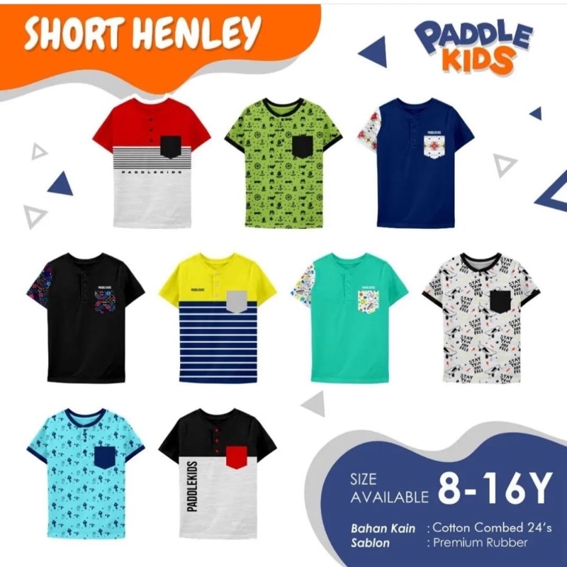 RAF PADDLEKIDS Tshirt Short Henley Pakaian Baju Anak Laki-Laki T Shirt T-shirt Paddle Kids