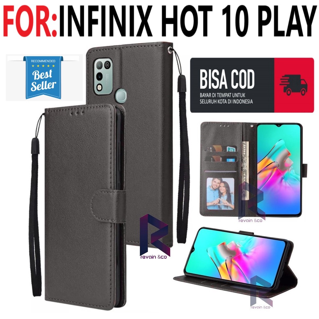 CASE INFINIX HOT 10 PLAY FLIP WALLET LEATHER KULIT PREMIUM SARUNG BUKA TUTUP FLIP CASE INFINIX HOT 10 PLAY