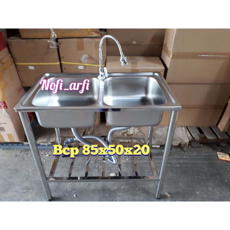 SET Bak cuci piring portable/wastafel cuci piring/ uk 83 x 47 kitchen sink 2 lubang lengkap terlaris