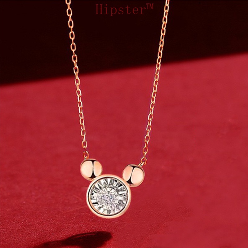 Hot Sale Fashion Creative Design Personalized Diamond Cute Mouse Pendant Necklace