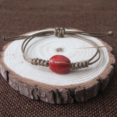 Gelang Etnik GK-11 Batu Keramik Red Seed