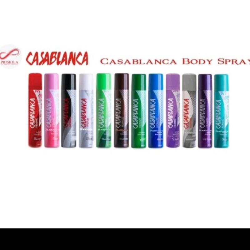 casablaca body spray 100ml,per kalengbanyak warna.