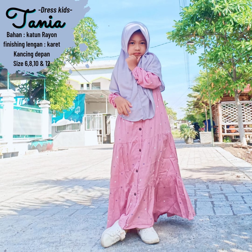 Dress Anak Tania Gamis Anak Murah Dress Polka Bahan Katun Rayon Premium Nyaman Dipakai | Bisa Cod