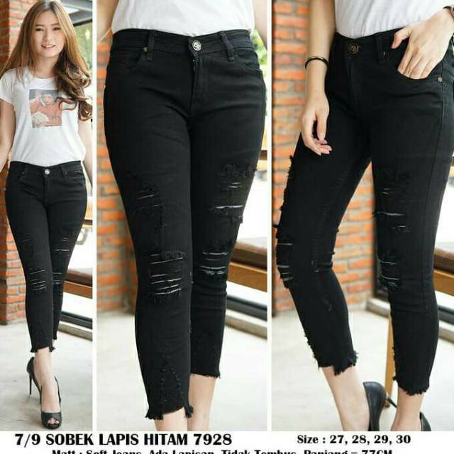 7/9 SOBEK LAPIS HITAM 7928 CELANA WANITA CEWE JUMBO