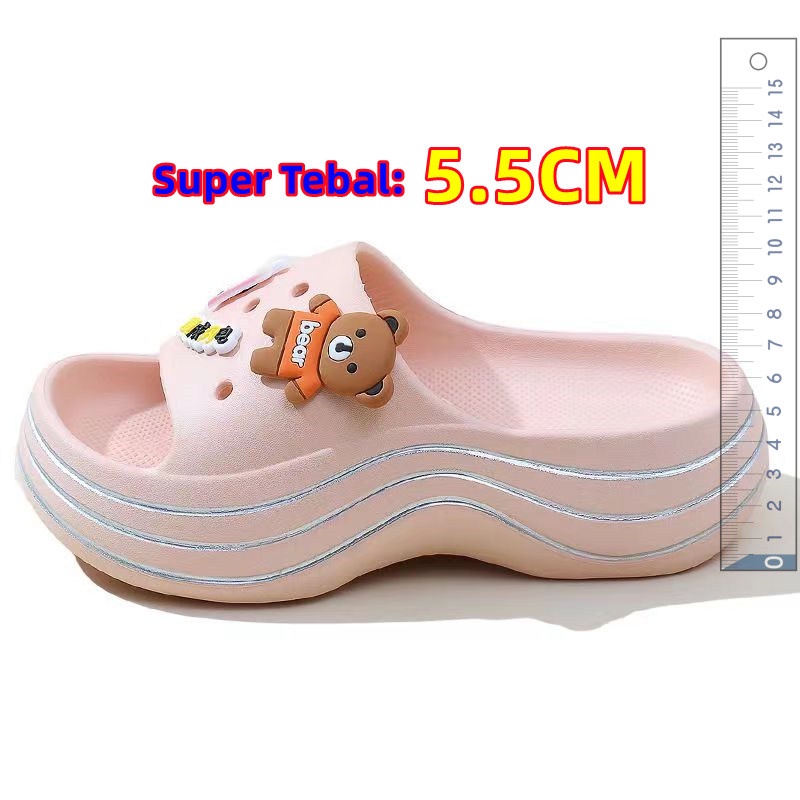 Sandal Wanita Jelly Fuji Motif Bear /Sandal Wesges wanita Platfrom Tebal terbaru/Sandal rumah