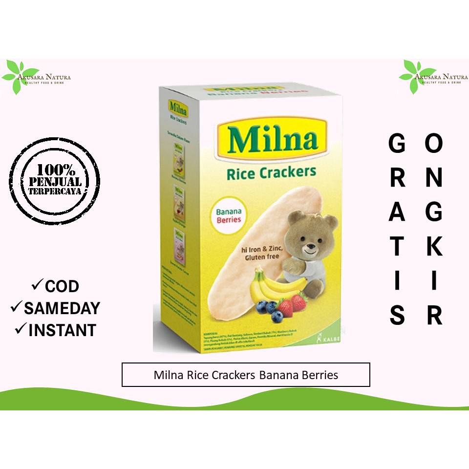 Milna Rice Crackers Sweet Potato  | Banana   | Apple 5x4gr [BISA COD | SAMEDAY | INSTANT]