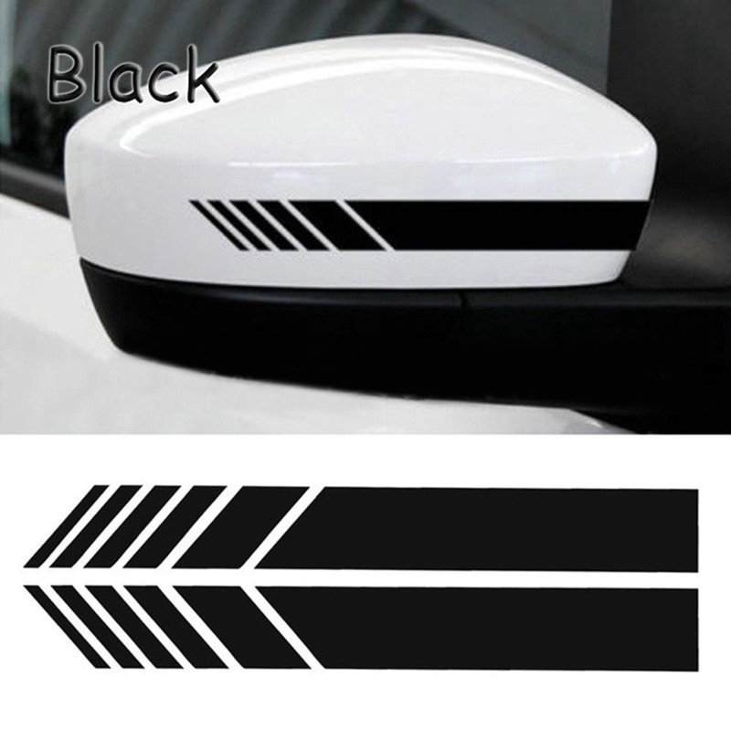 2pcs Stiker Motif Garis Bahan Vinyl Untuk Dekorasi Kaca Spion Mobil