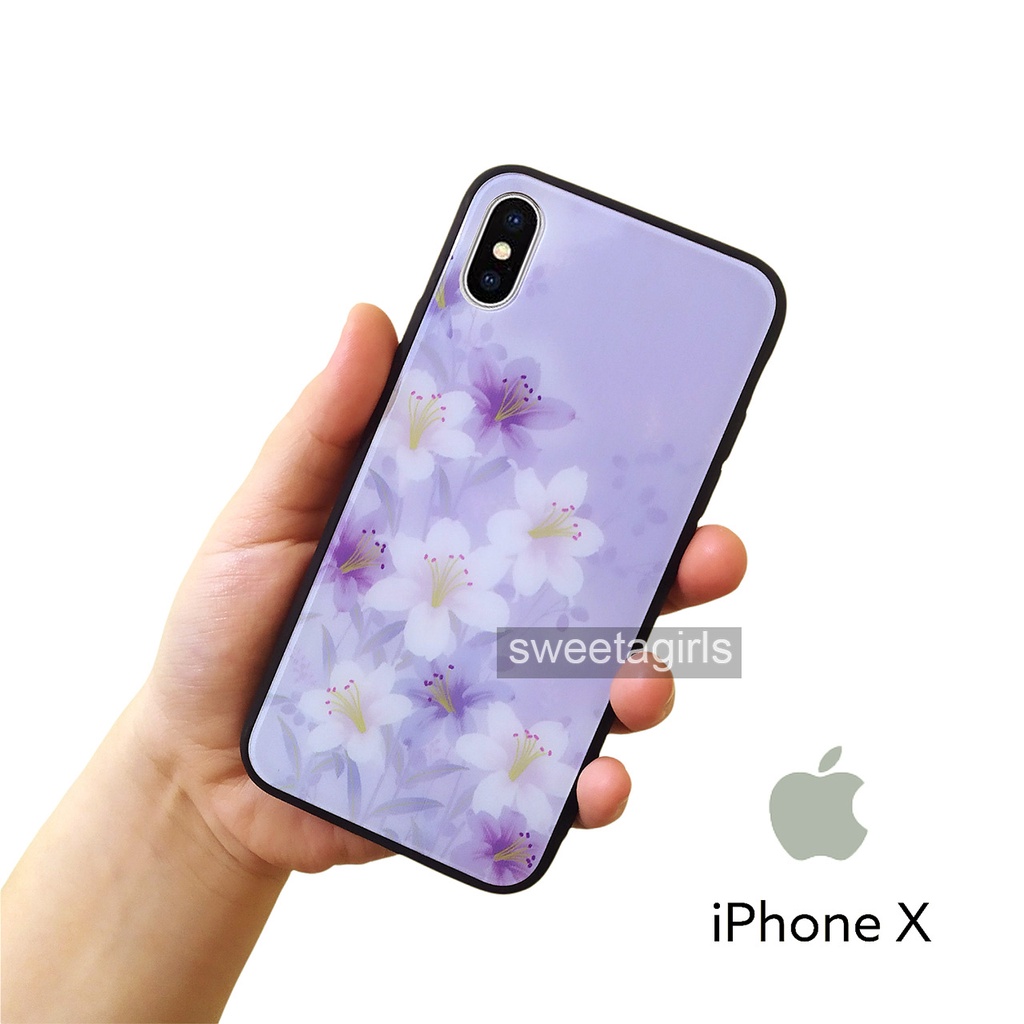 Casing iPhone X Premium Case Glossy Floral + Anti Gores - sweetacase.id - Motif Floral / Bunga - / COD / Casing Terbaru / Karakter Lucu / Casing Floral / Bunga / Case murah / diskon / Import / Sosialita / Kesing iPhone / Casing Bunga