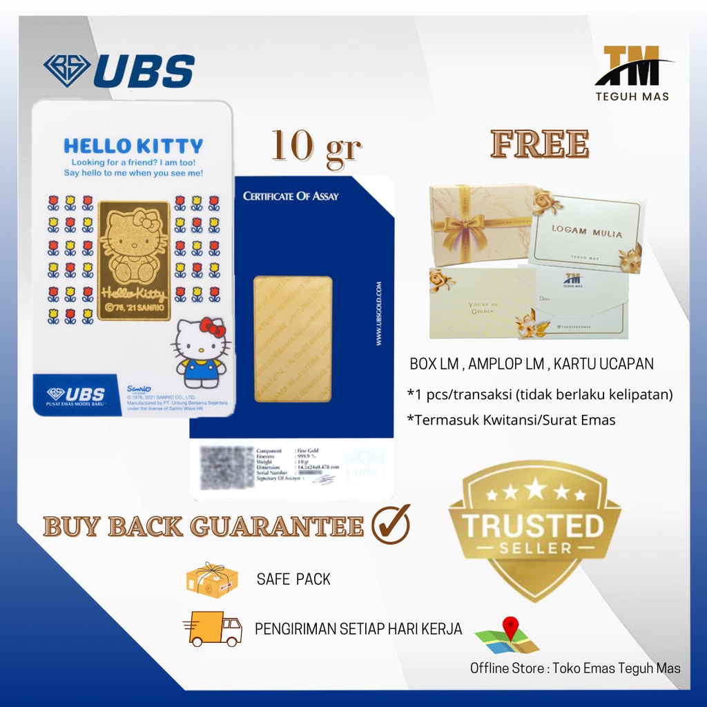 EMAS LOGAM MULIA UBS DISNEY HELLO KITTY FULL BODY LM 999,9 TEGUH MAS