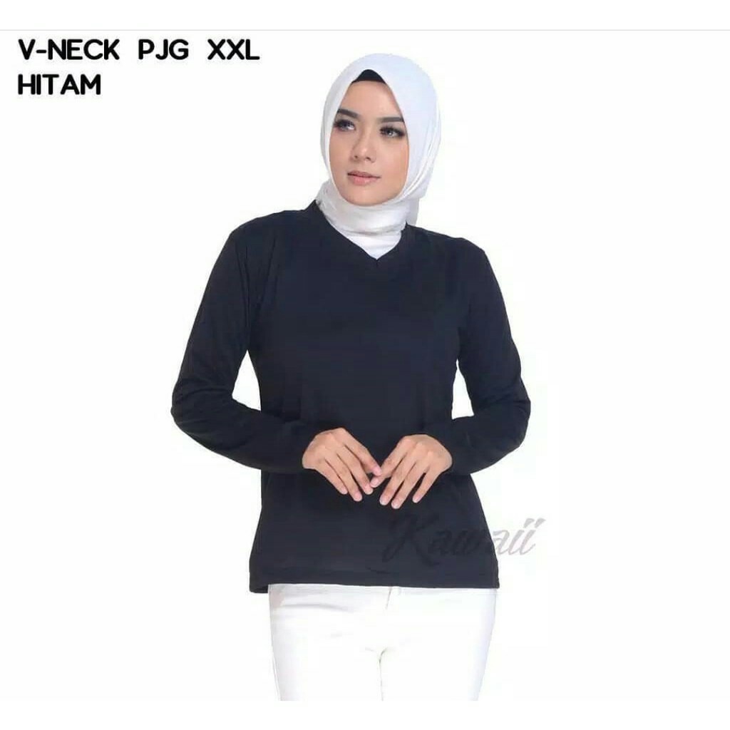 Manset wanita bahan kaos premium lengan panjang hitam adem / inner kaos polos manset baju remaja