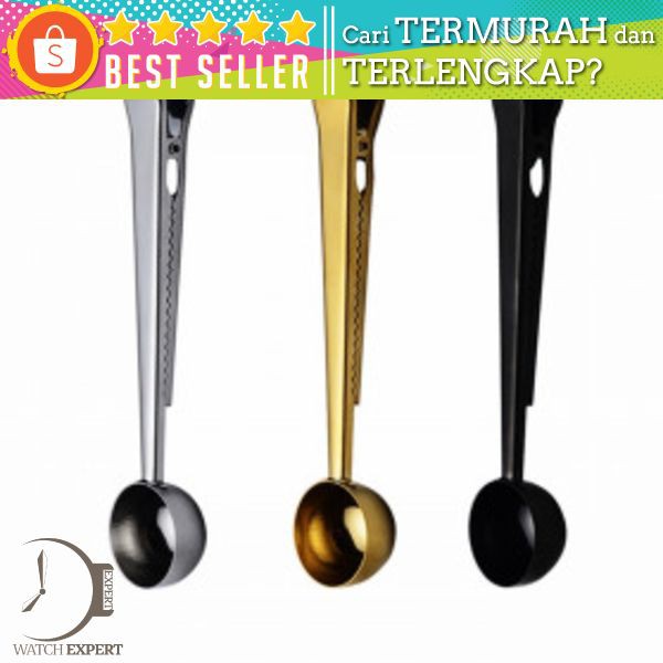 Urijk Sendok Takar Kopi Teh Measuring Spoon Stainless Steel with Clip - G119866 - Black